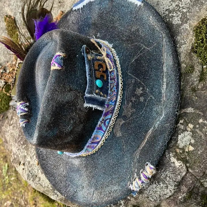 All the Stars..Blue Jean Baby Custom Burned Hat