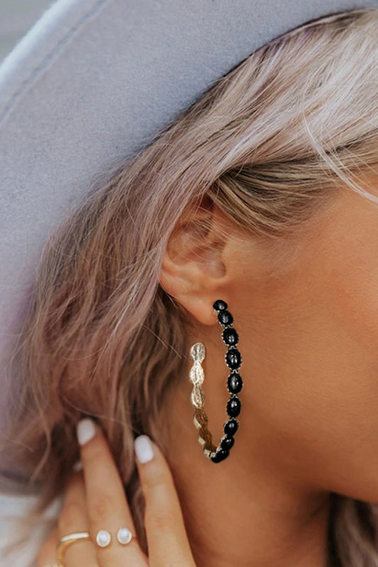 Black Retro Circle C-shaped Earrings