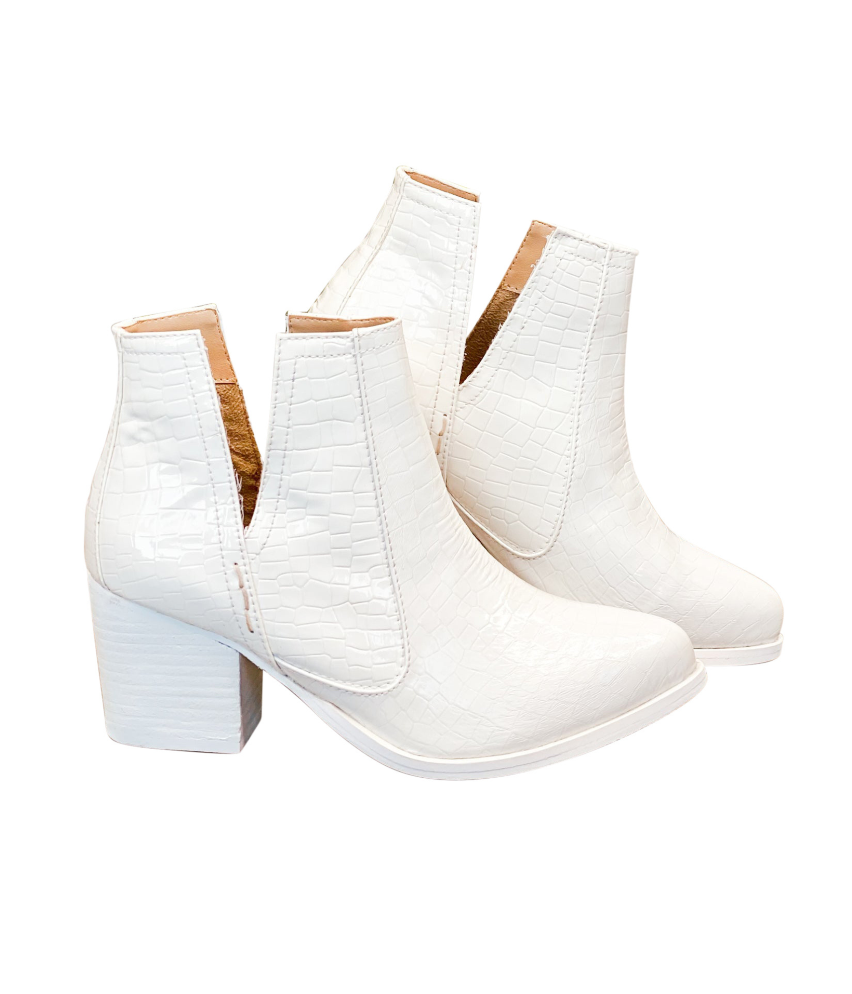 Not Rated Tarim Booties in White Croc - Rural Haze