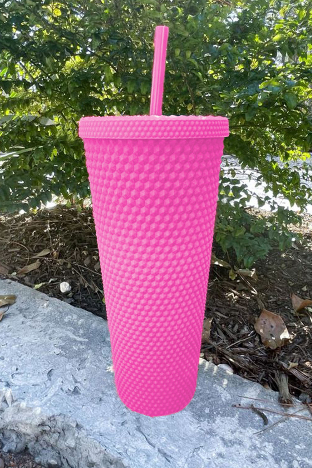 Red Reusable Matte Diamond Tumbler Cup 24oz