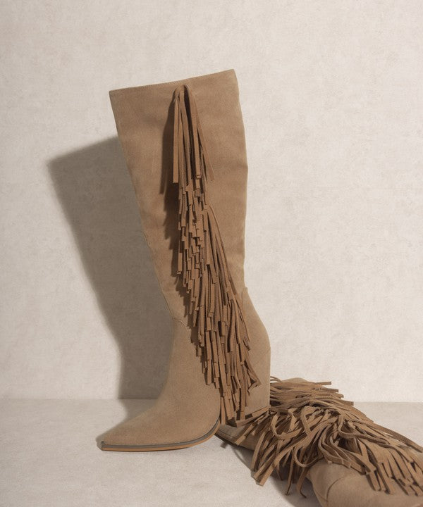 OUT WEST - Knee-High Fringe Boots