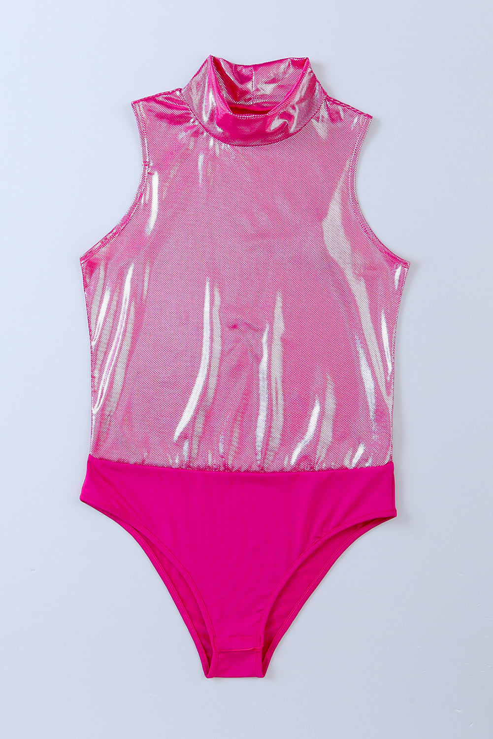 Rose Glitter High Neck Sleeveless Bodysuit