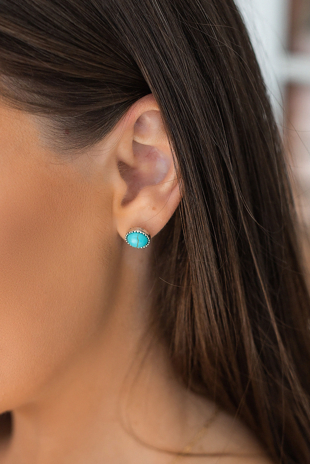 Green Three-piece Turquoise Stud Earrings Set