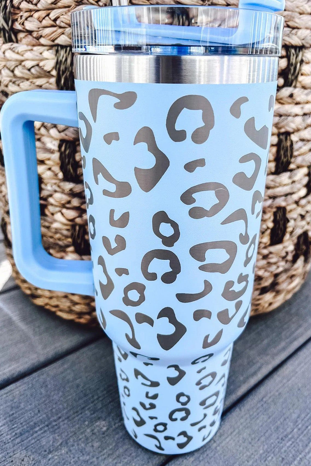 Sky Blue Leopard Spotted 304 Stainless Double Insulated Cup 40oz