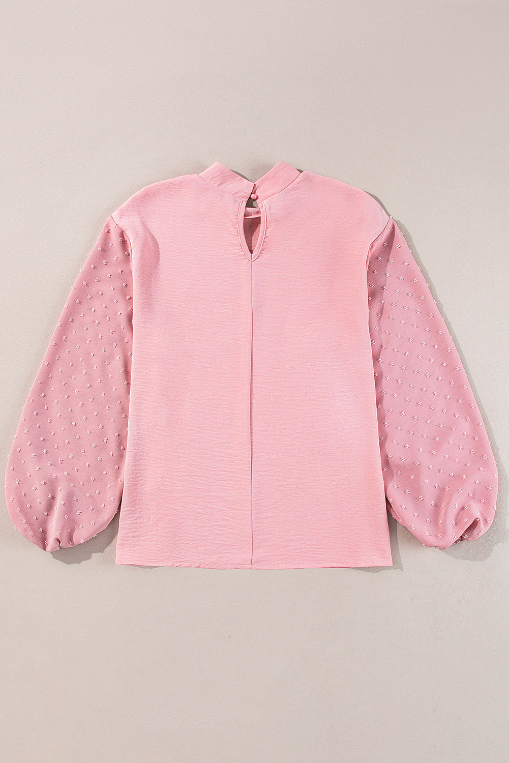 Gossamer Pink Swiss Dot Balloon Sleeve Loose Blouse