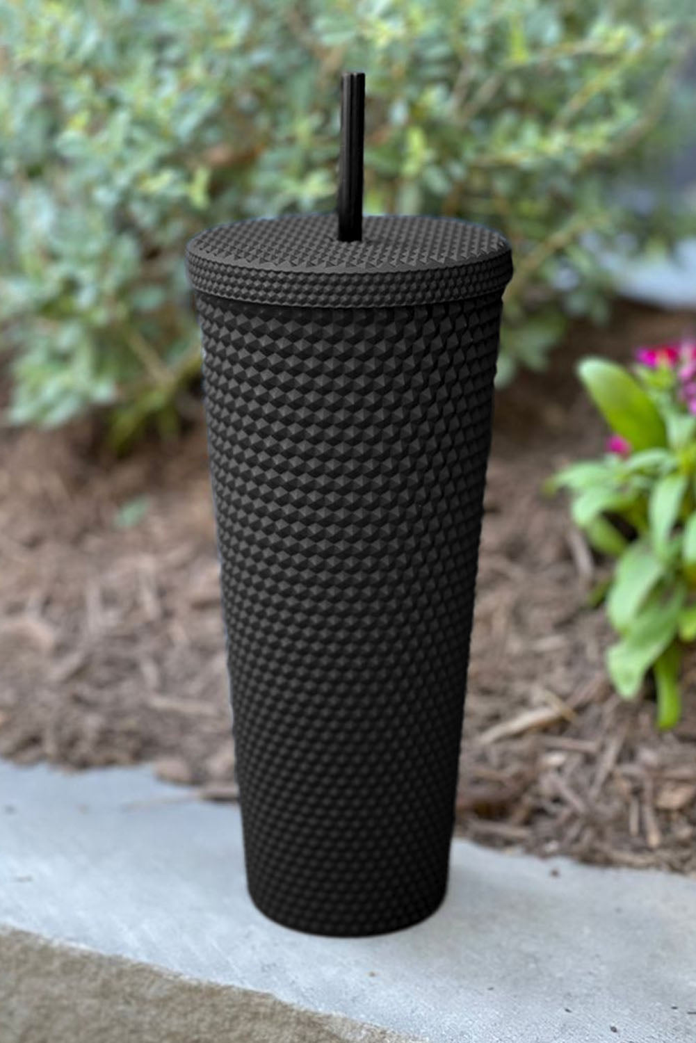 Red Reusable Matte Diamond Tumbler Cup 24oz