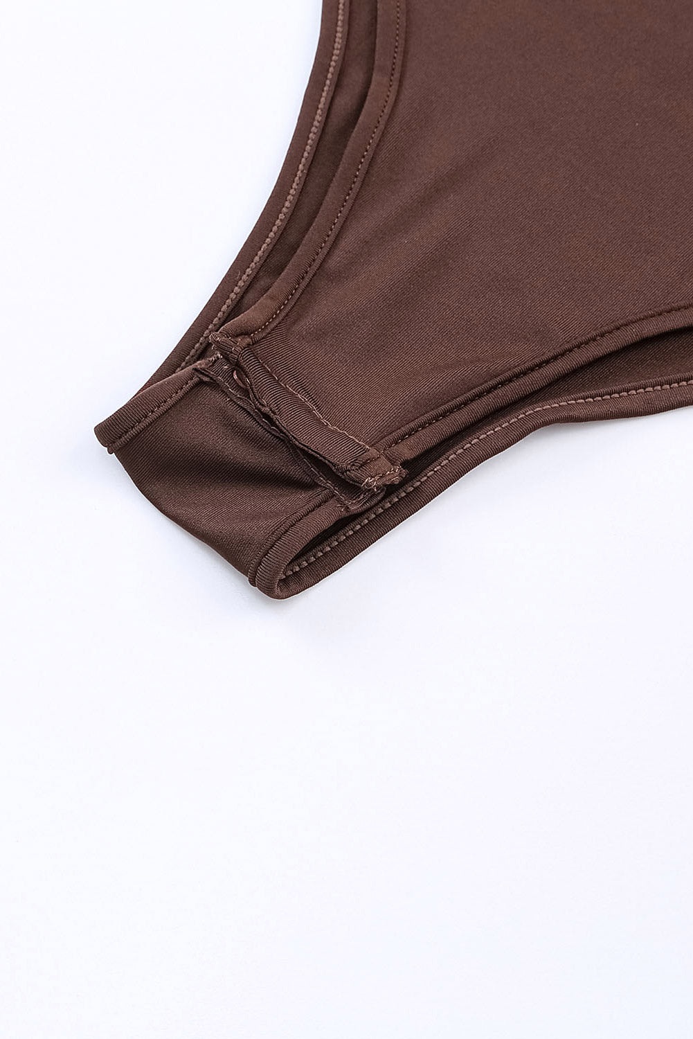 Brown Solid Crew Neck Sleeveless Bodysuit