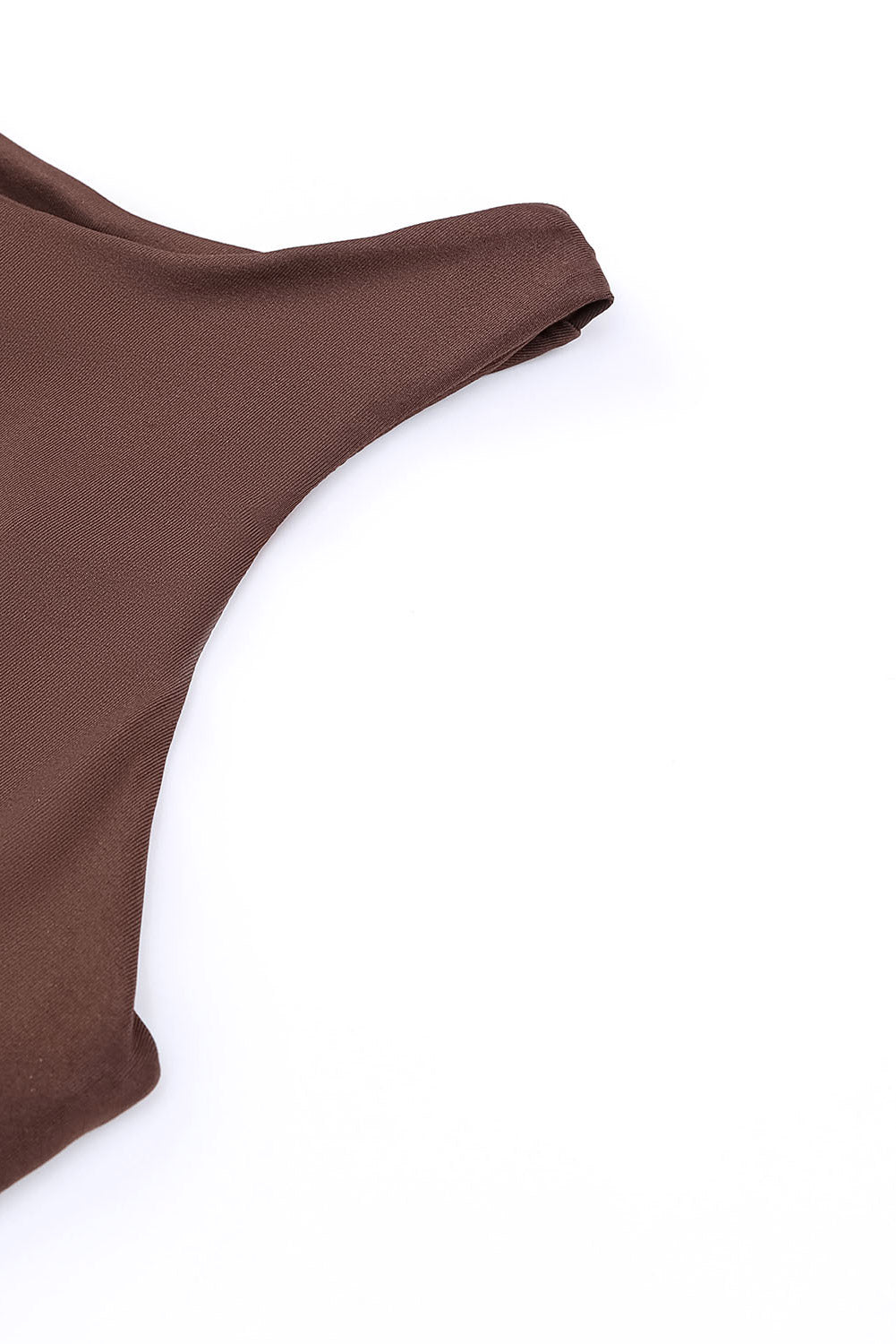 Brown Solid Crew Neck Sleeveless Bodysuit