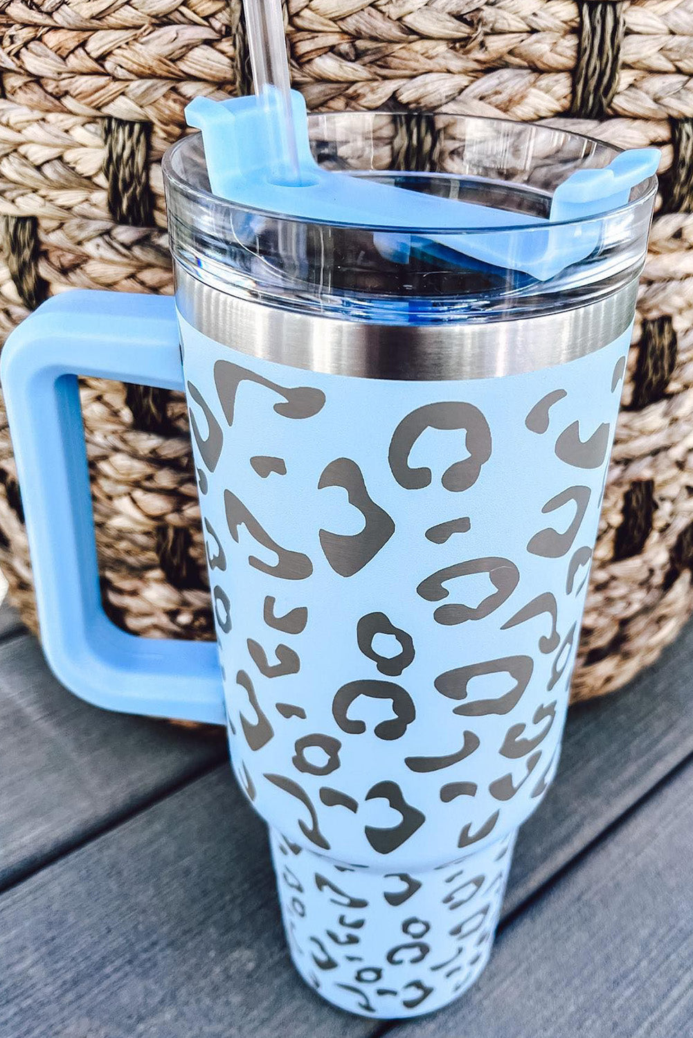 Sky Blue Leopard Spotted 304 Stainless Double Insulated Cup 40oz