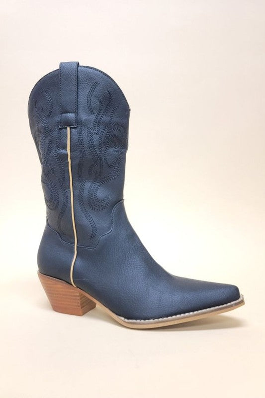 Simply Cute Navy Western Style Boot