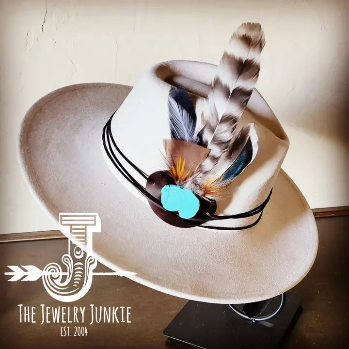 Boho Western Hat w/ Choice of Turquoise Hat Accent-Bone