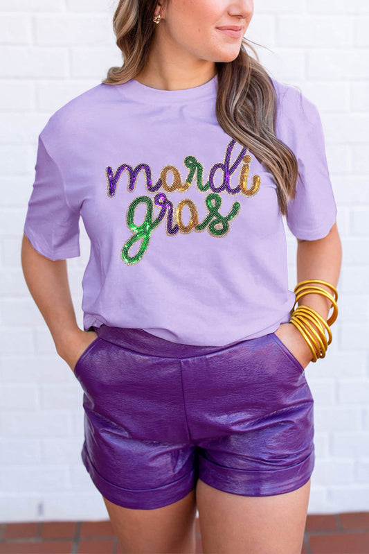 Wisteria Sequin mardi gras Graphic Shirt