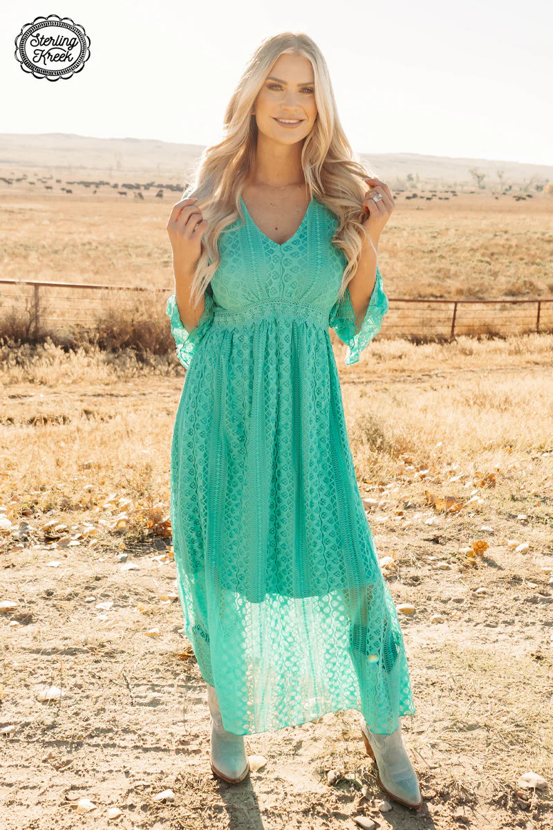 Victorian Lace Maxi Dress (Turquoise)