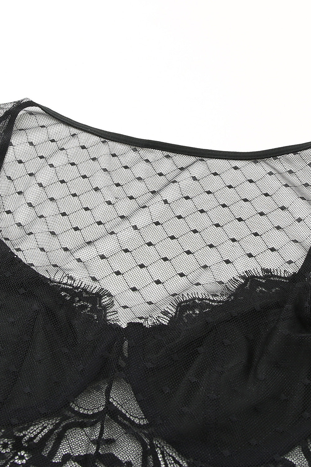 Black Long Sleeve Mesh Lace Bralette Bodysuit