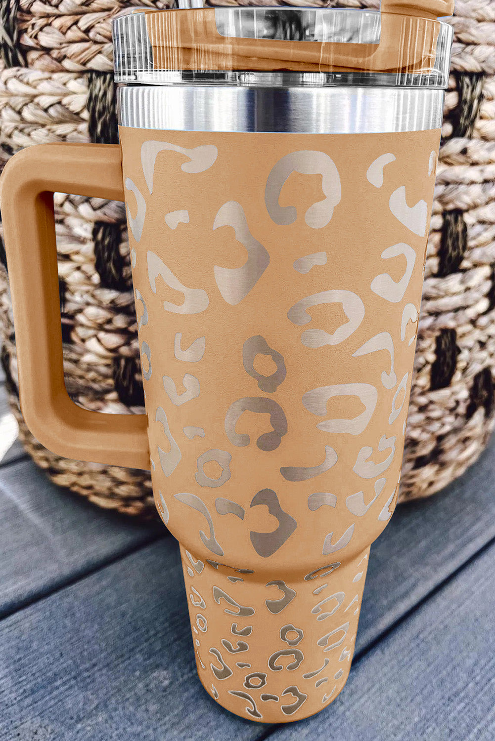 Apricot Leopard Spotted 304 Stainless Double Insulated Cup 40oz