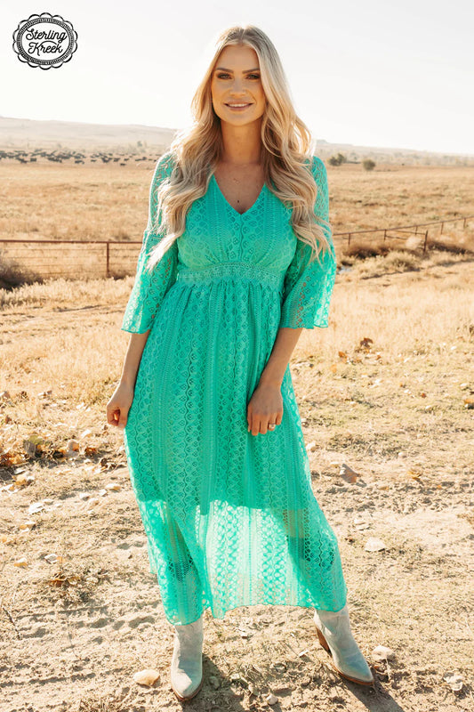 Victorian Lace Maxi Dress (Turquoise)