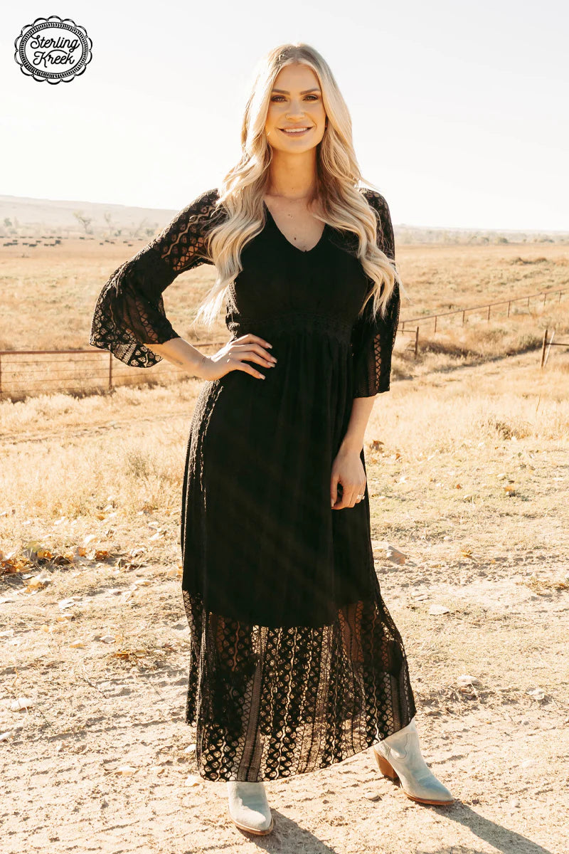 Victorian Lace Maxi Dress (Black)