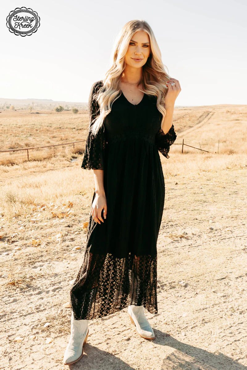 Victorian Lace Maxi Dress (Black)