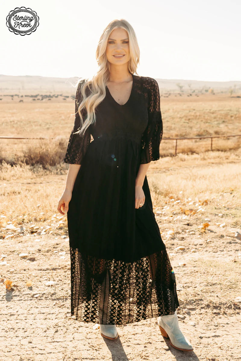 Victorian Lace Maxi Dress (Black)