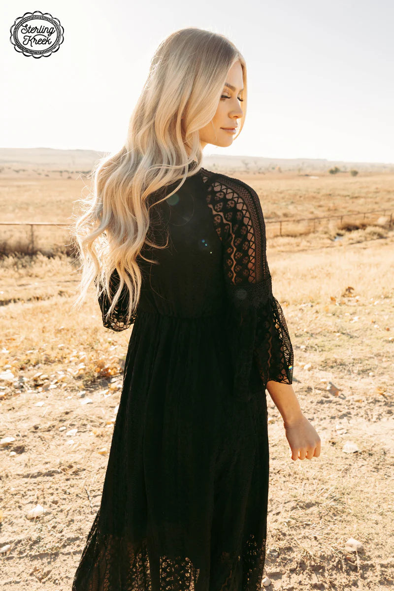 Victorian Lace Maxi Dress (Black)