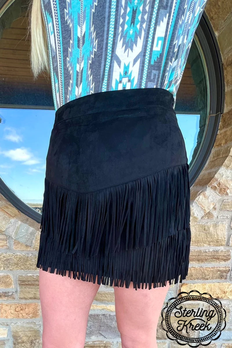 FORT WORTH FRINGE SKIRT (BLACK)