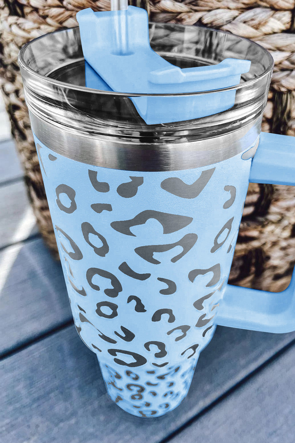 Sky Blue Leopard Spotted 304 Stainless Double Insulated Cup 40oz