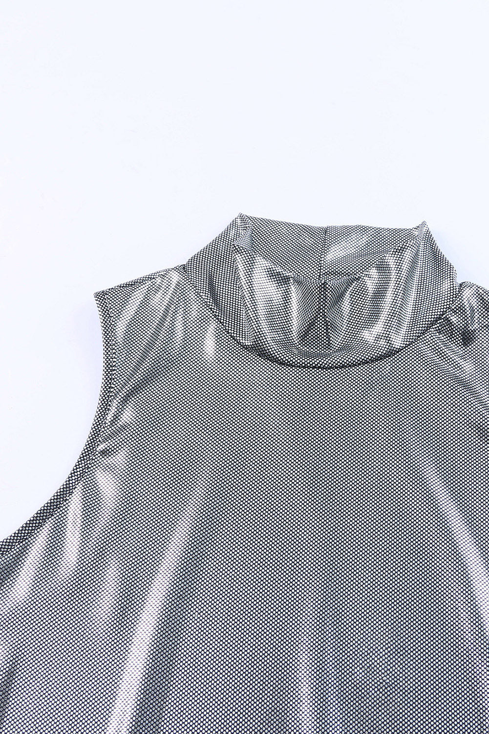 Silver Glitter High Neck Sleeveless Bodysuit