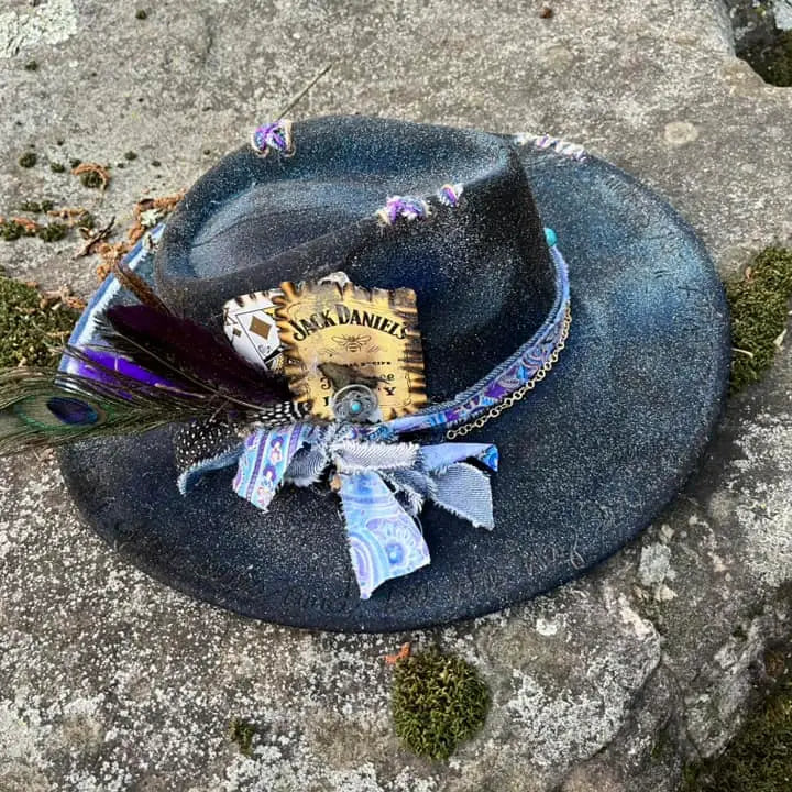 All the Stars..Blue Jean Baby Custom Burned Hat