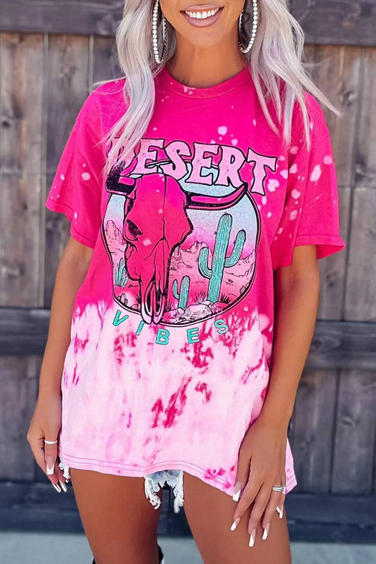 Rose Skull Graphic Print Oversized T Shirt