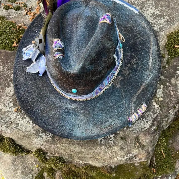 All the Stars..Blue Jean Baby Custom Burned Hat