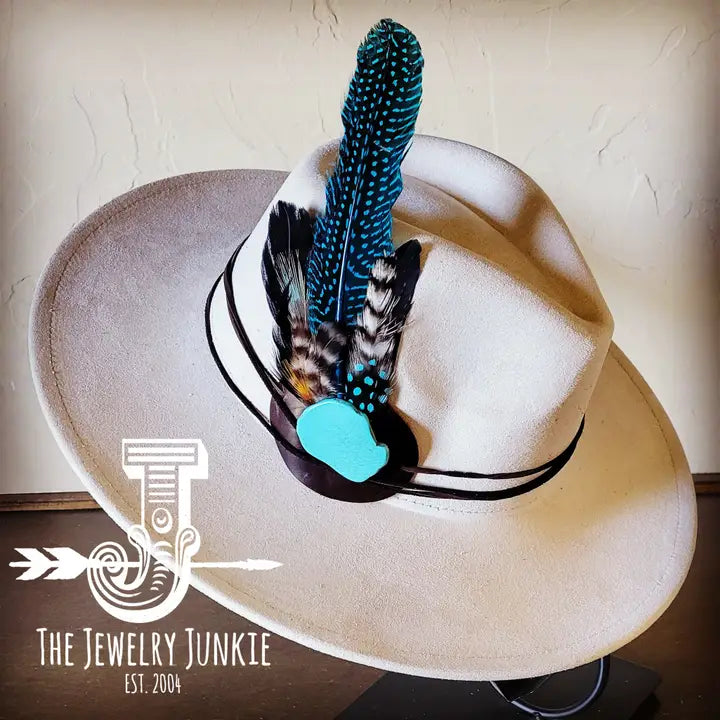 Boho Western Hat w/ Choice of Turquoise Hat Accent-Bone