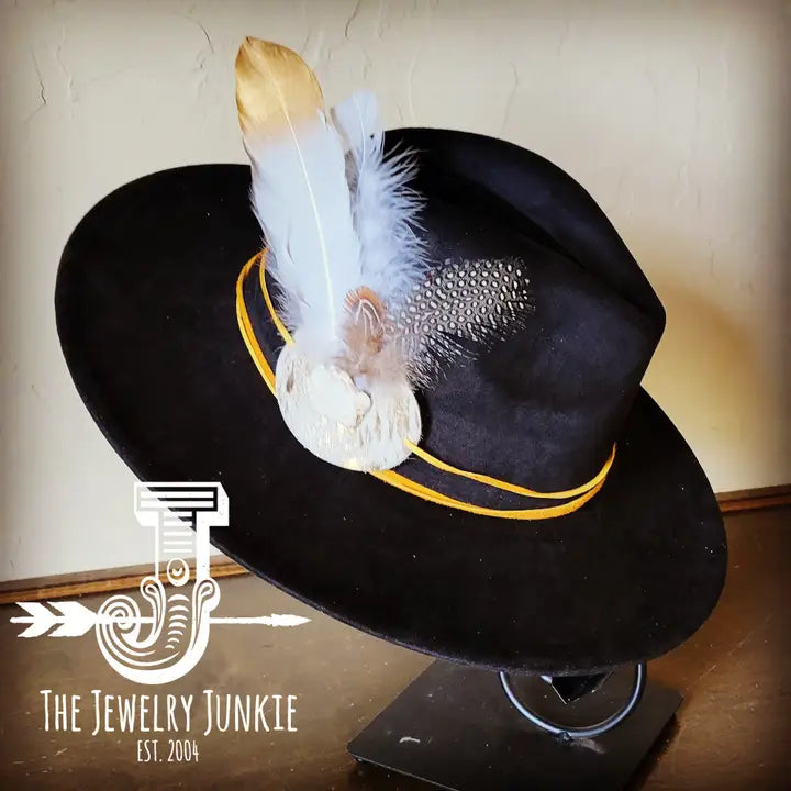 Boho Western Hat (Choice of Feather Hat Band) -Black