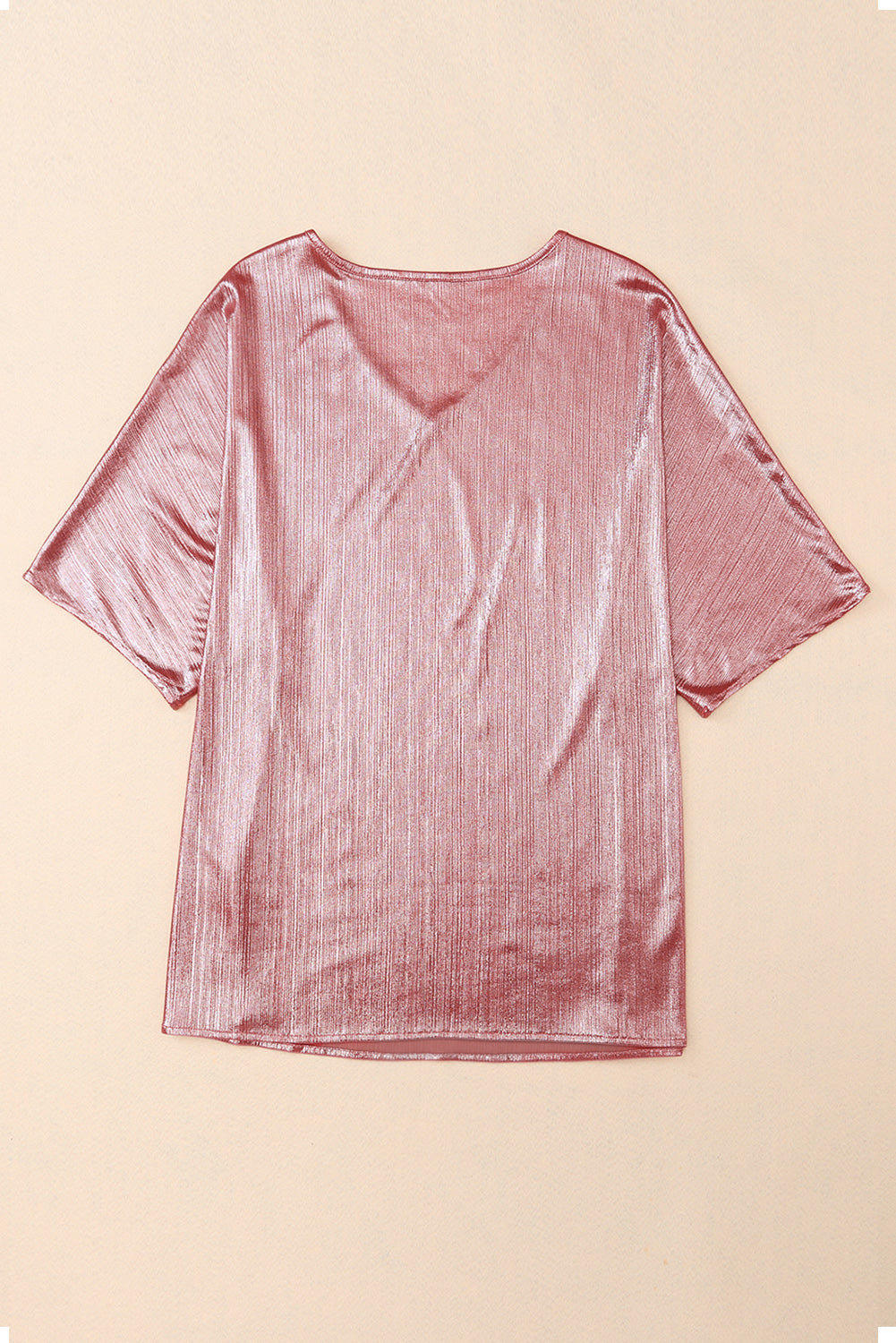 Pink Copper Textured Oversize Foil T-Shirt