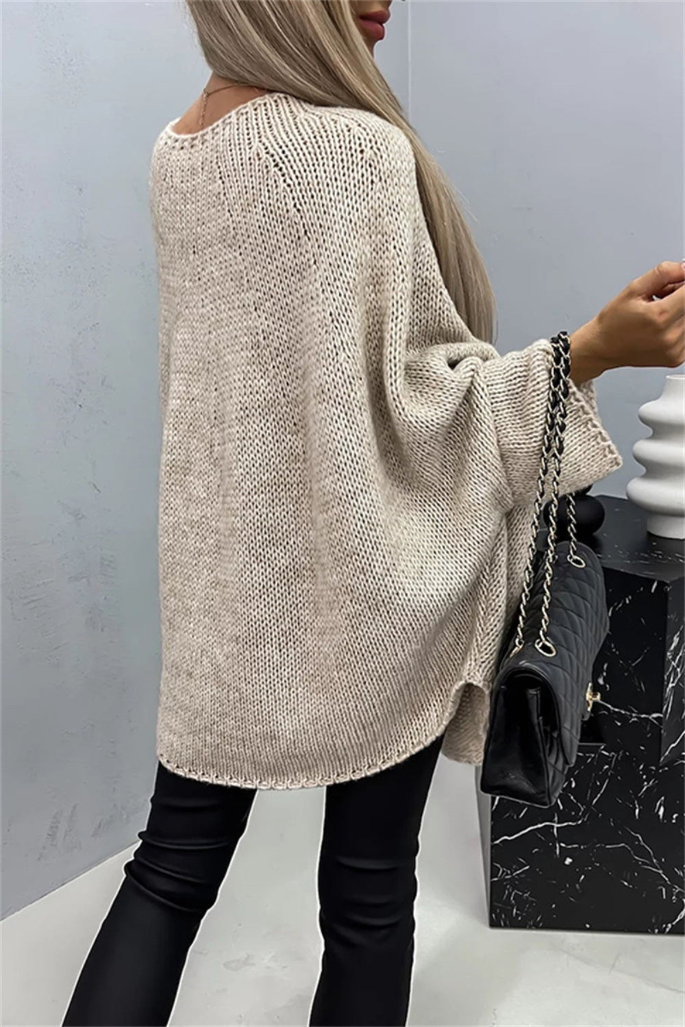 Round Neck Batwing Sleeve Sweater