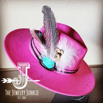 Boho Western Hat Choice of Turquoise Hat Accent-Magenta