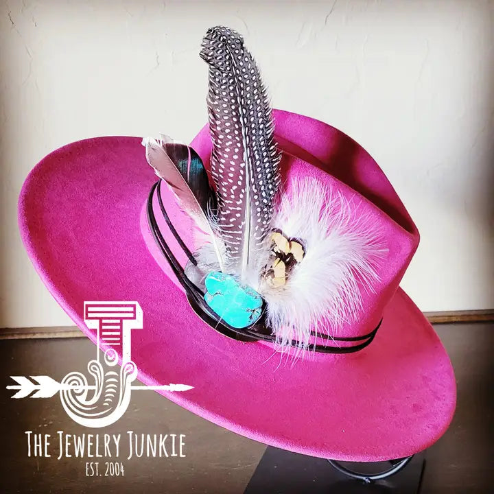 Boho Western Hat Choice of Turquoise Hat Accent-Magenta