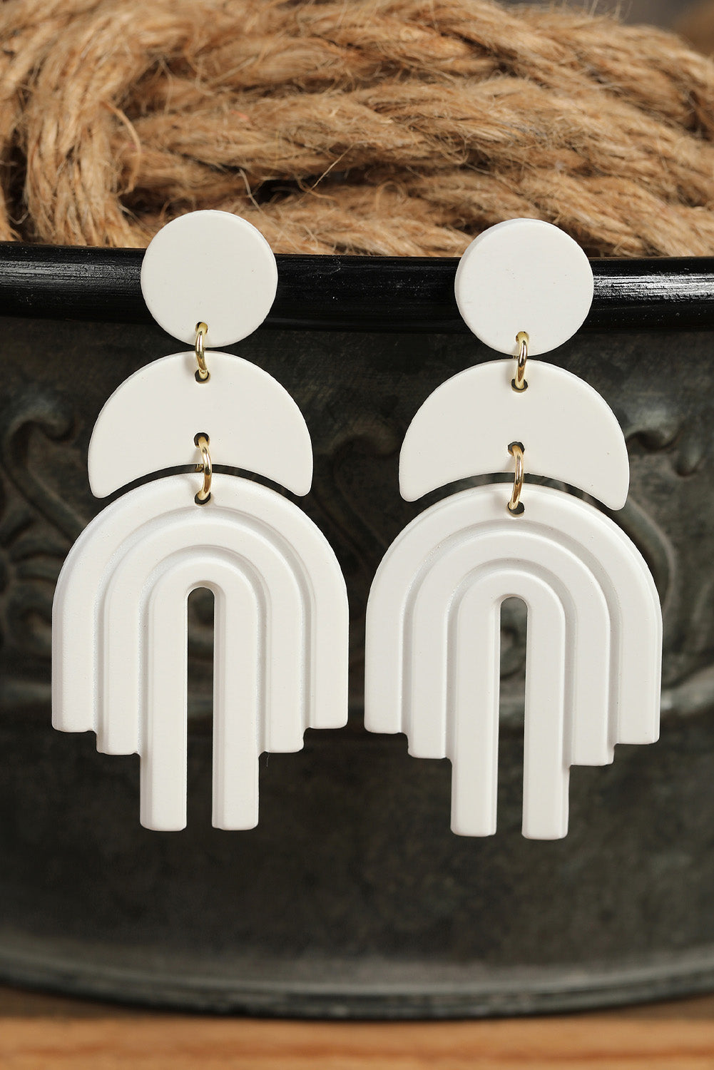 White Clay Textured Acrylic Earrings