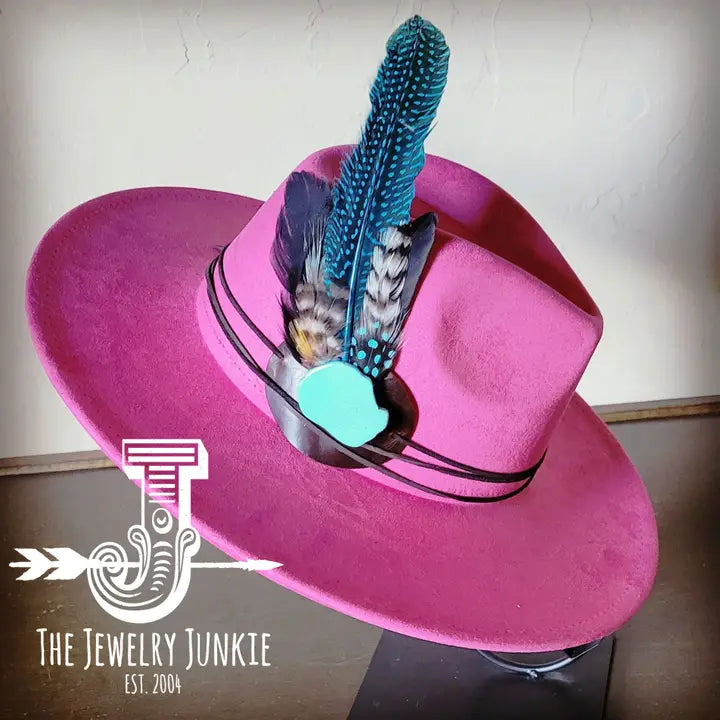 Boho Western Hat Choice of Turquoise Hat Accent-Magenta