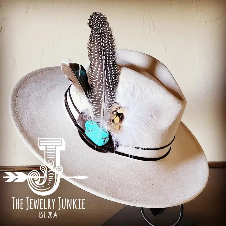 Boho Western Hat w/ Choice of Turquoise Hat Accent-Bone