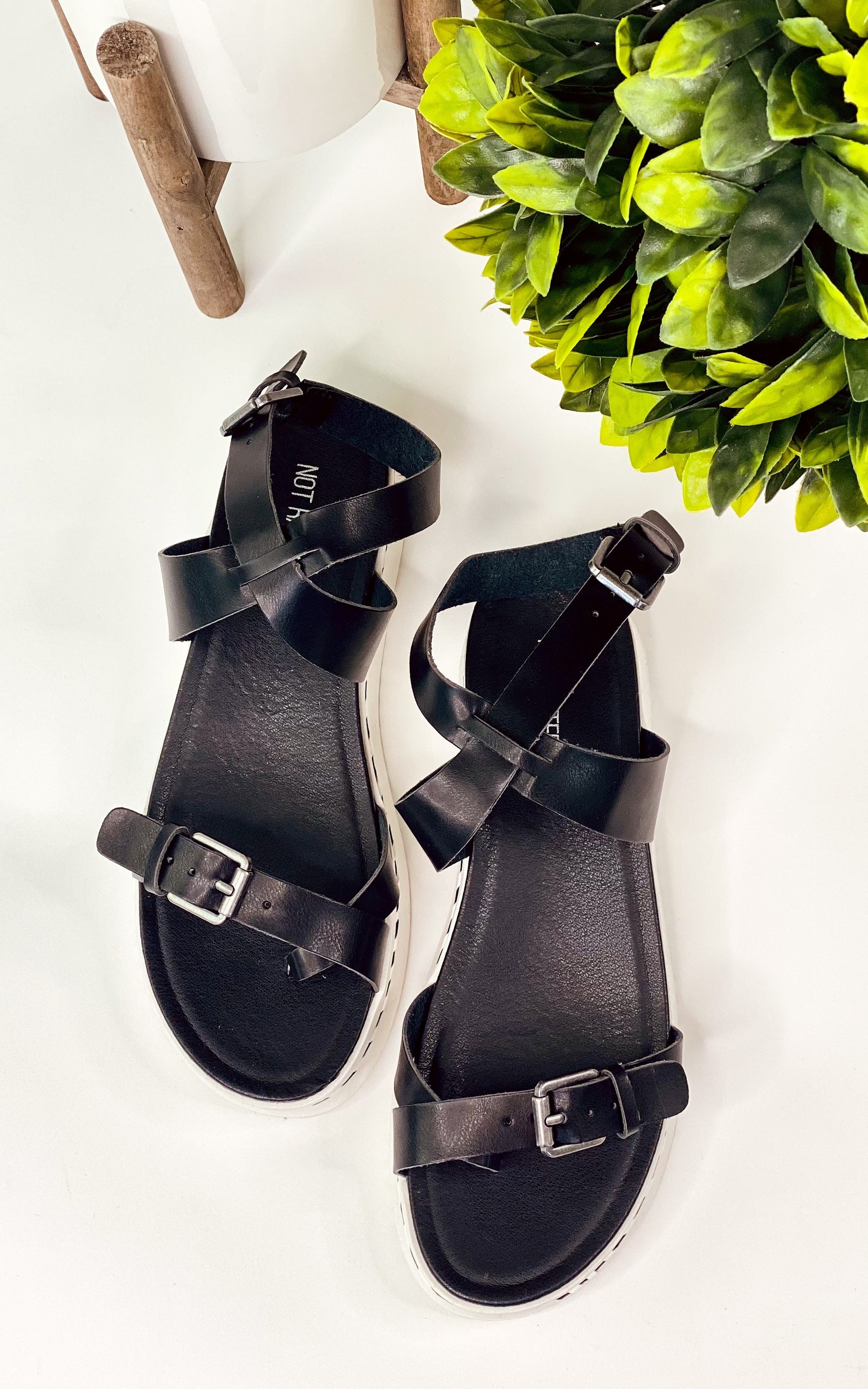 Not Rated Enna Sandal in Black - Rural Haze