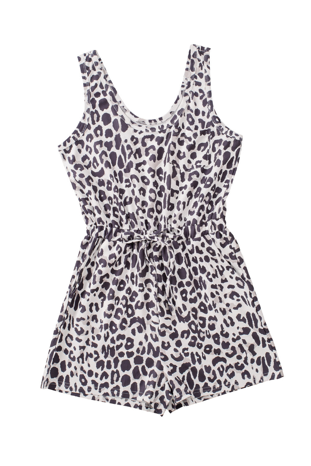 Leopard Print High Waist Sleeveless Romper