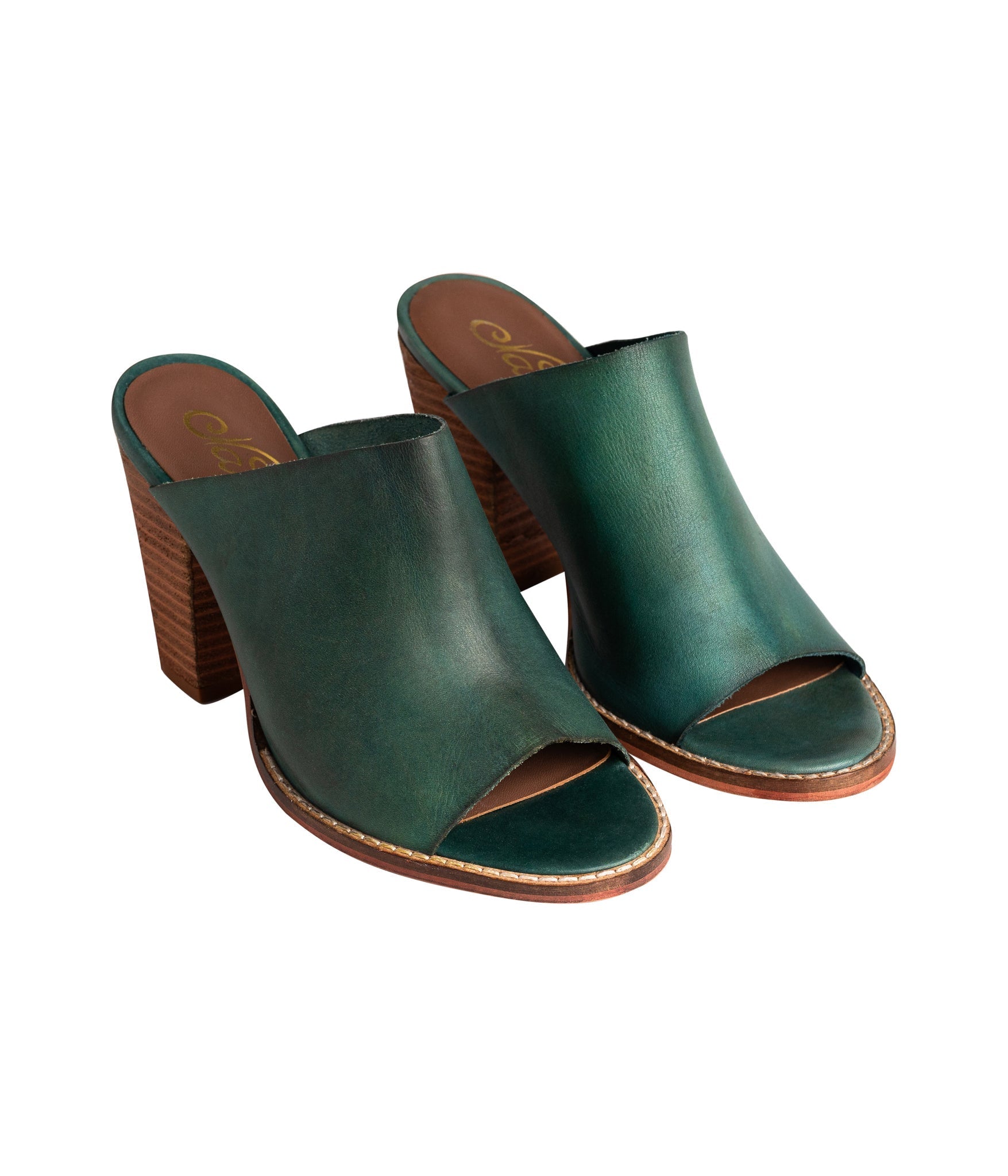 Hallie Heeled Genuine Leather Sandal in Teal by Naughty Monkey