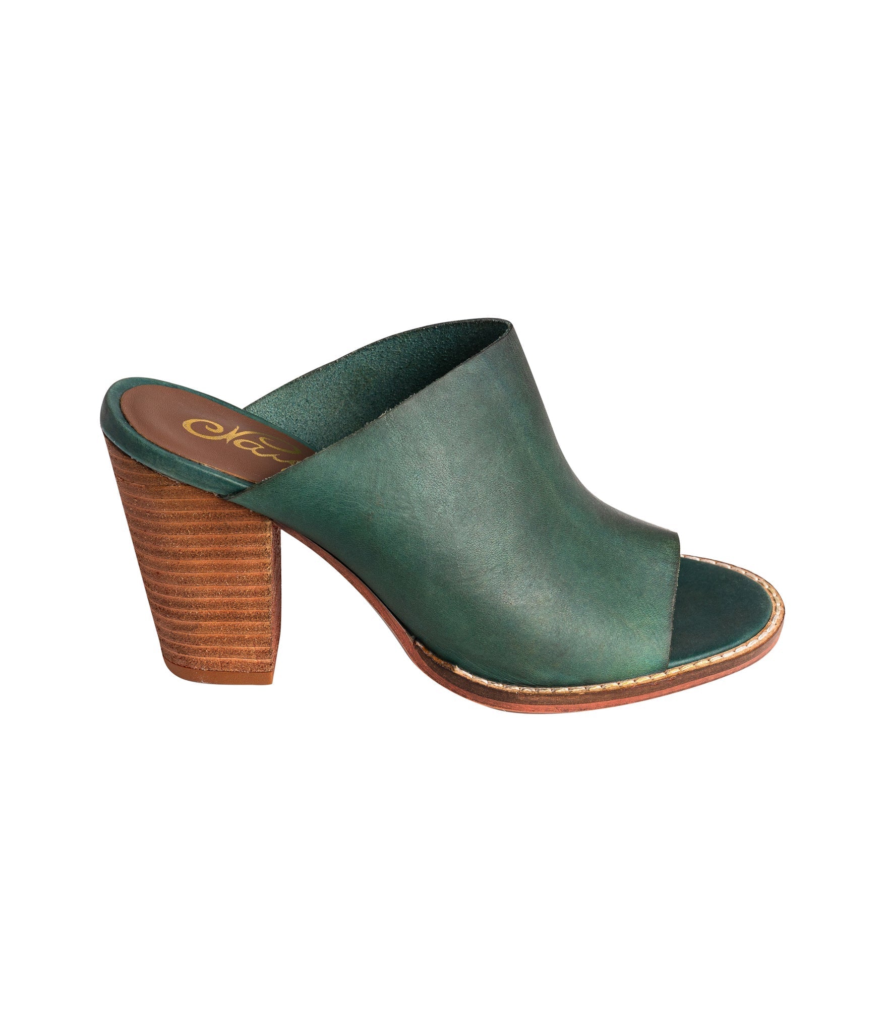 Hallie Heeled Genuine Leather Sandal in Teal by Naughty Monkey