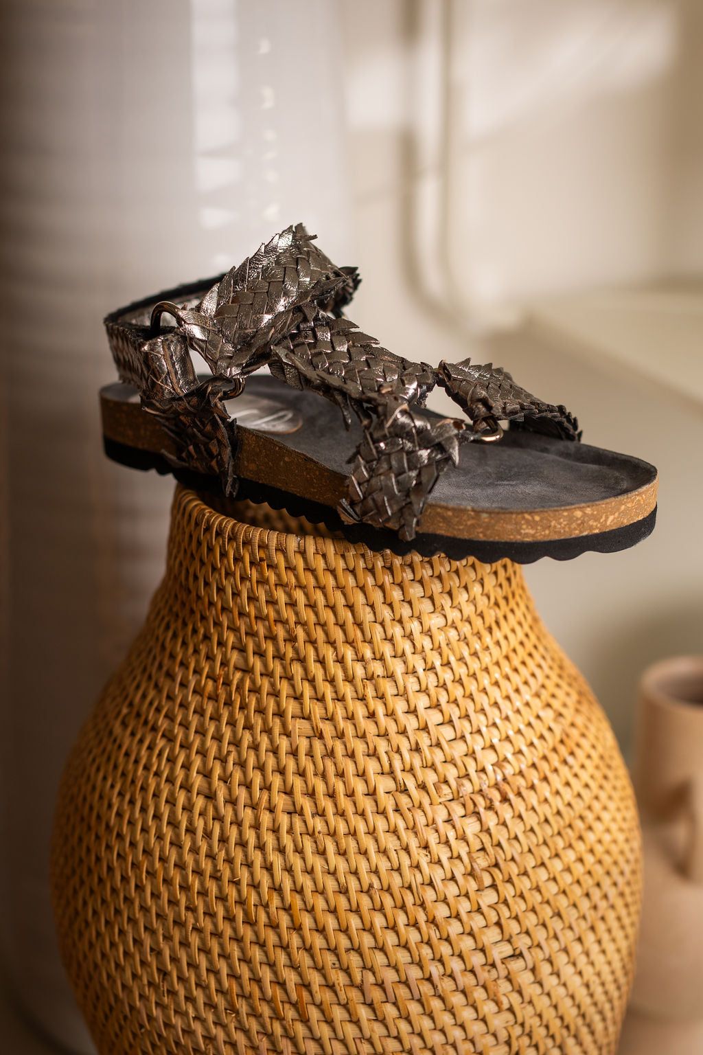 River Dance Woven Sandal in Pewter