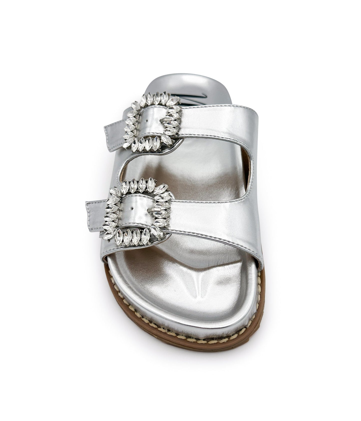 Stellar Rhinestone Buckle Slides in Silver