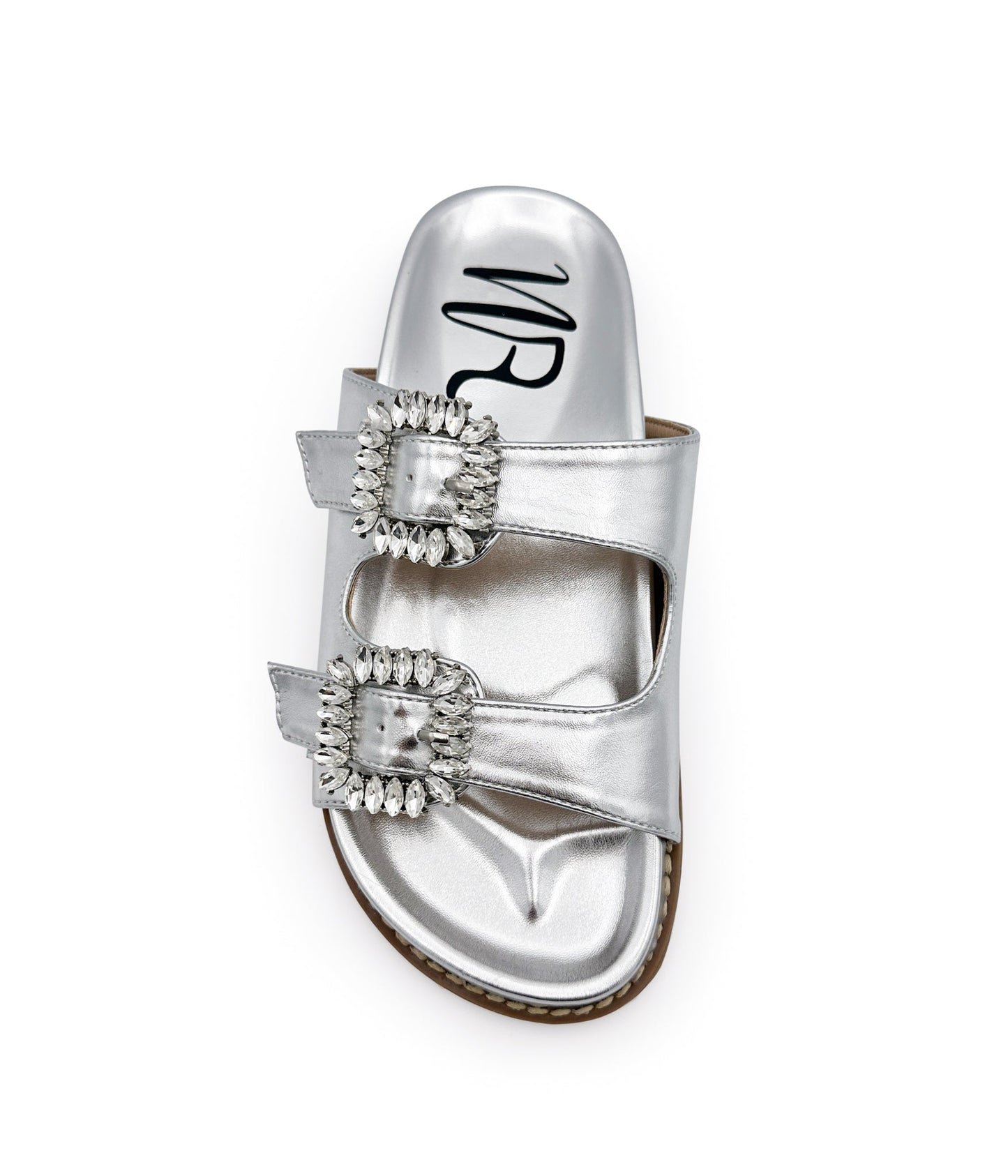 Stellar Rhinestone Buckle Slides in Silver