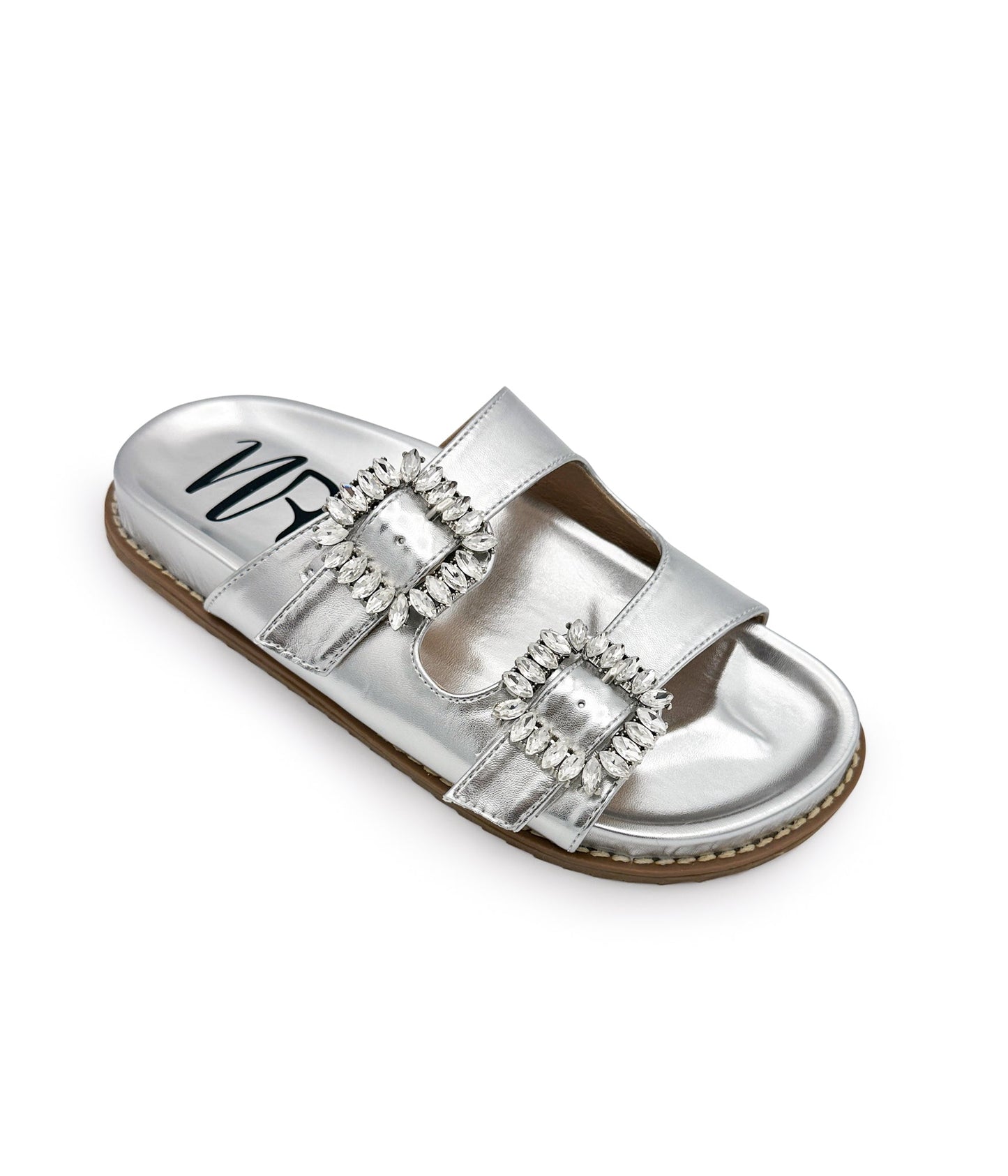 Stellar Rhinestone Buckle Slides in Silver