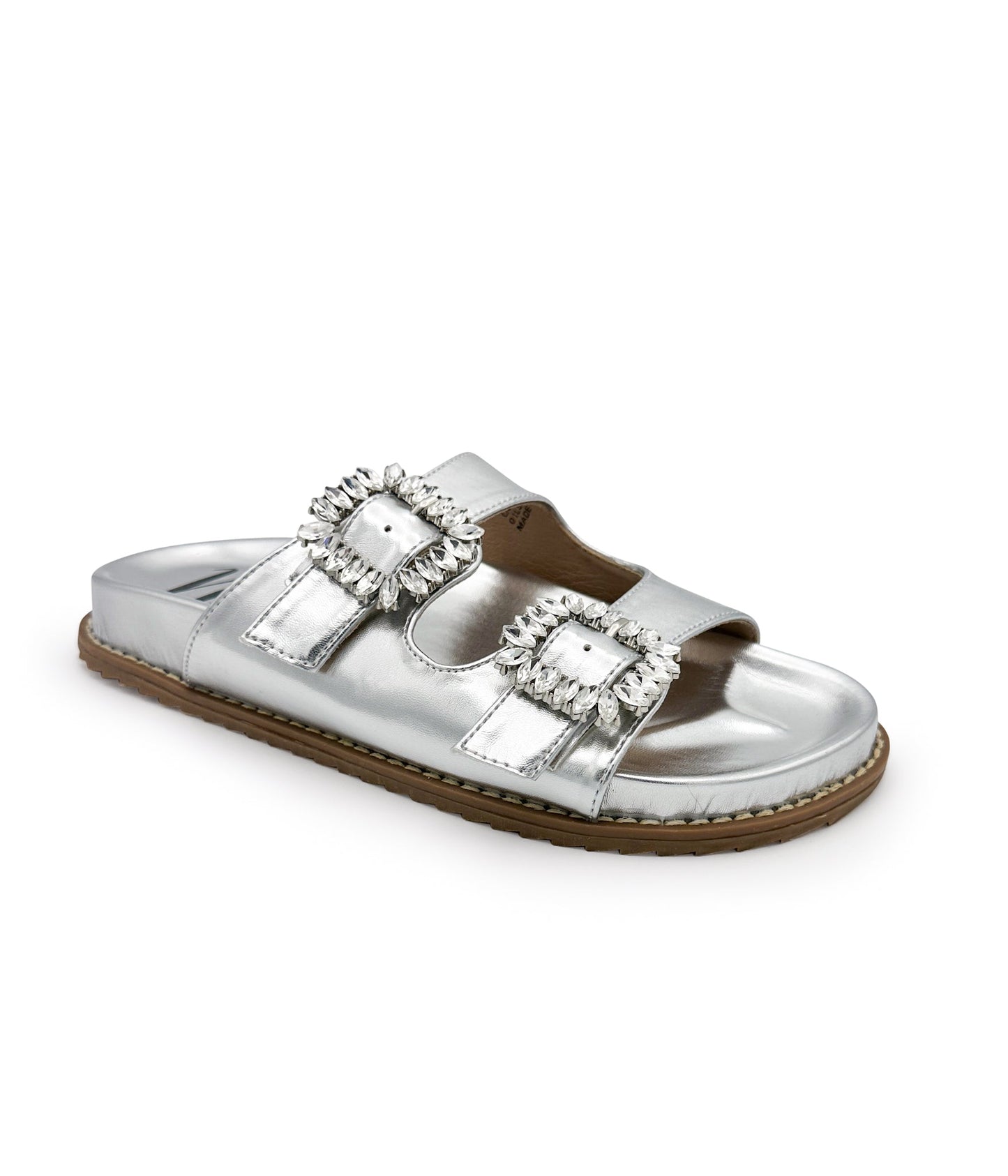 Stellar Rhinestone Buckle Slides in Silver