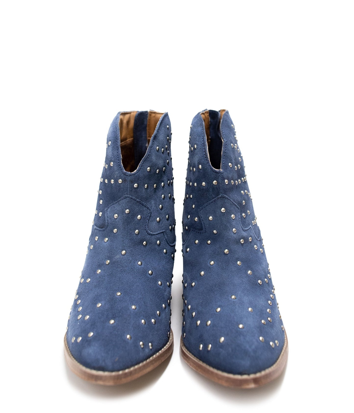 Twilight Studded Heeled Ankle Boot in Denim